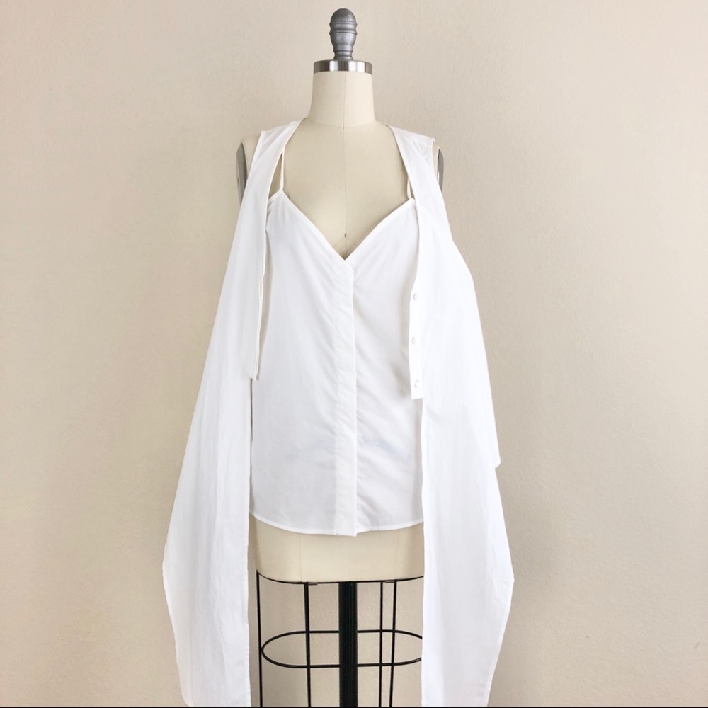 Derek Lam 10 Crosby Tie Waist Button Front Blouse - Picture 4 of 6